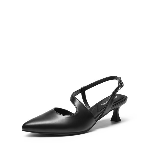 DREAM PAIRS Low Kitten Heels for Women Slingback Adjustable Strap Pointed Toe Wedding Dress Closed Toe Pumps Comfort Prom Shoes
