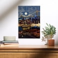 thumbnail image 2 of Lantern Press 12x18 Inch Premium Wood Sign, Ready to Hang Wall Decor, Detroit, Michigan, Skyline at Night, 2 of 4