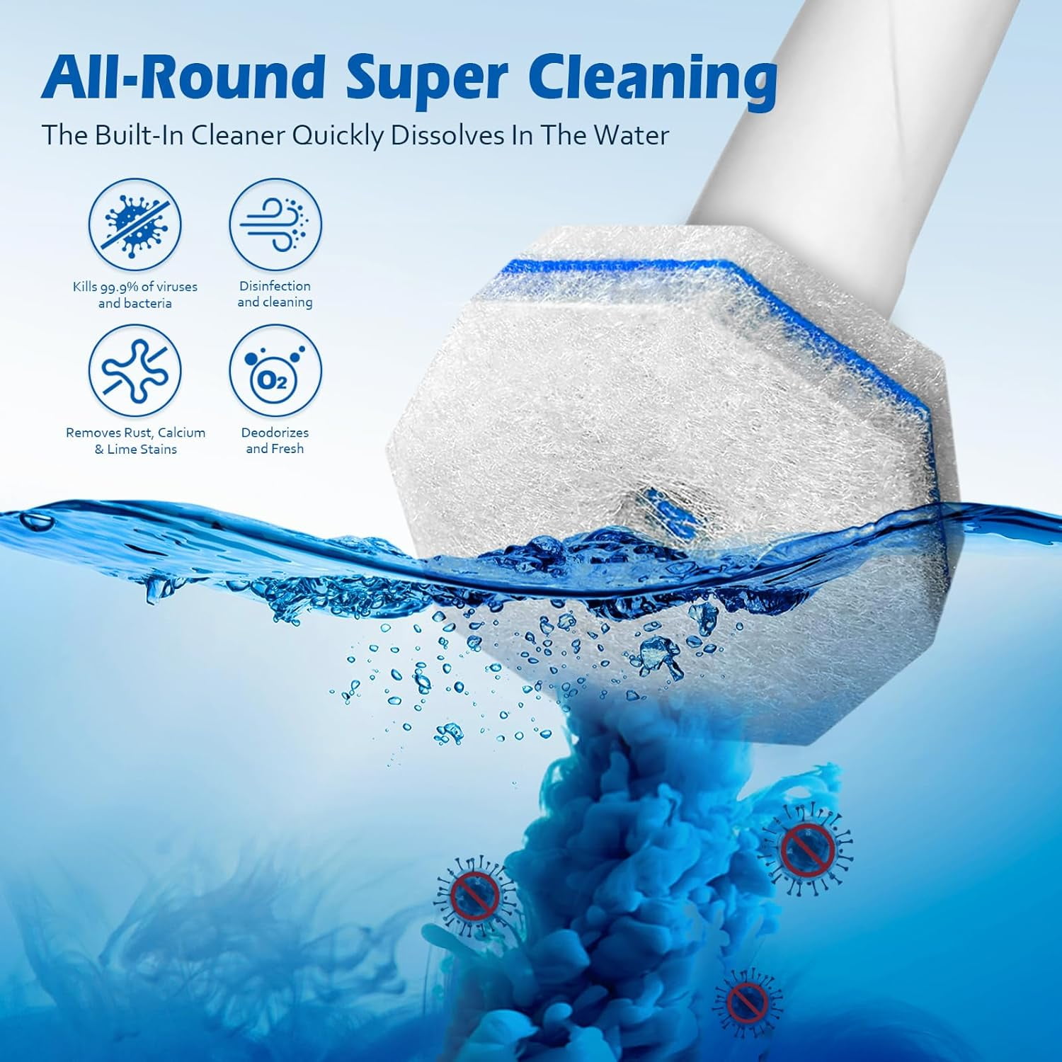 60Pcs Toilet Bowl Wand Refills Compatible with Clorox, Disposable Toilet Brush Bowl Cleaning Wand Heads