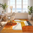 thumbnail image 3 of Design&I 4'x6' Washable Area Rug Burnt Orange Terracotta Mid Century Abstract Geometric Bauhaus Midcentury Design for Reading Nook, Bedroom, Pet Friendly & Non-Slip Built-In Grip, 3 of 7