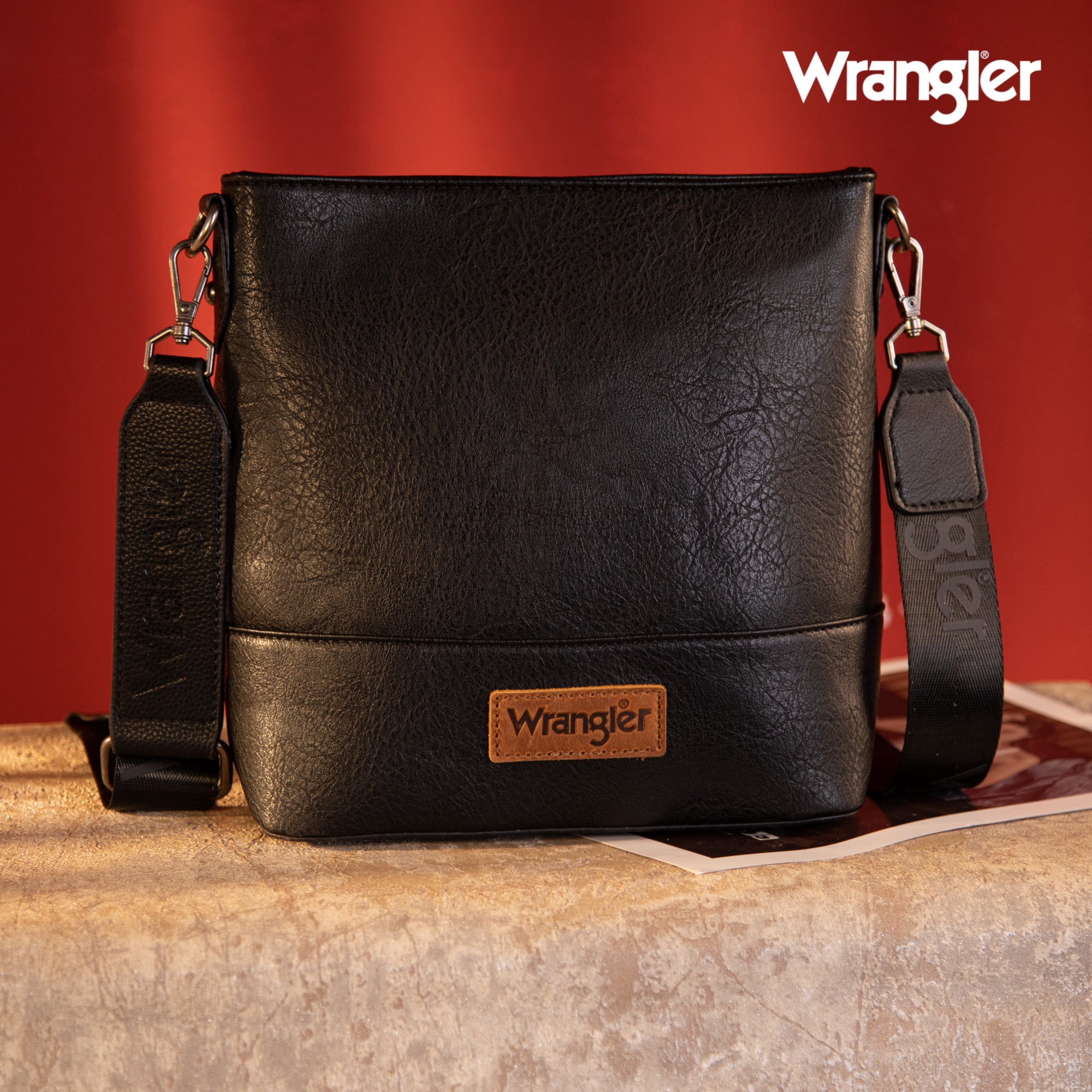 Wrangler Crossbody Purses for Women Two Tone Crossbody Bags Women Purses and Handbags, Black