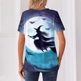 thumbnail image 5 of IYYVV Women Fall Halloween V Neck Shirt Pumpkin Graphic Short Sleeve Tee Autumn Holiday Family Matching Top Purple M, 5 of 6