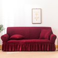 thumbnail image 3 of 2024 1 Piece Sofa Slipcover with Pleated Ruffled Skirt Washable High Stretch Durable Furniture Protector 3 Seater Pine Green, 3 of 13