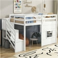 thumbnail image 5 of JERFIT Twin Loft Bed with Stairs, Window, LED, White, 5 of 10