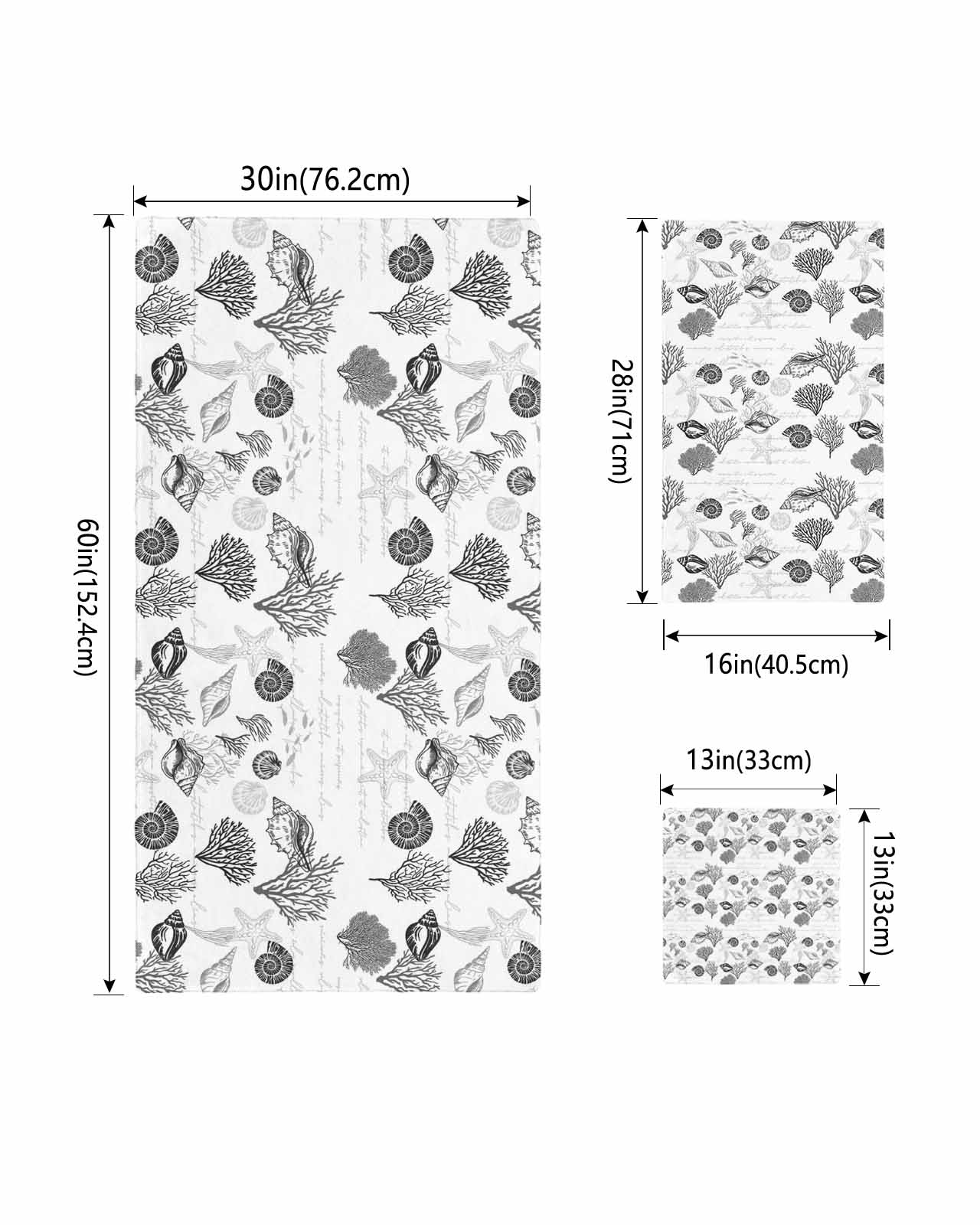 Coastal Grey Bath Towels for Bathroom Set,Luxury Microfiber Towels Gifts for Women,Quick Dry Beach Hand Hair Face Towel and Dish Washcloth,Retro Ocean Coral Shell Starfish Seahorse Towels+Set