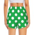 thumbnail image 4 of Goofa Green And White Polka Dot Printed Women 2 in 1 Running Shorts,Quick Dry Athletic Workout Shorts,High Waisted Athletic Shorts with Liner Pockets-X-Large, 4 of 9