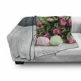 thumbnail image 2 of Natural Color Soft Flannel Fleece Throw Blanket, Bouquet of Fresh Tulip Flowers and Colorful Easter Eggs Photo, Cozy Plush for Indoor and Outdoor Use, 50" x 60", Multicolor, by Ambesonne, 2 of 5