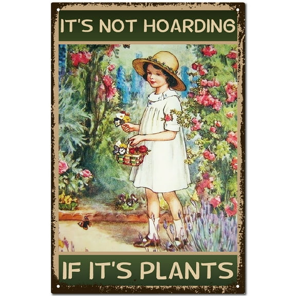 1pc Garden Metal Tin Sign Vintage Flower Wall Art Decor Poster Retro Painting Plaque Iron Mural Hanging Rustic for Outdoor Yard Gardening Home Indoor Decorative Gift Gardener 8 x 12 Inch
