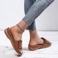 thumbnail image 6 of Anuirheih Slip on Sandals Women,Metal Buckle Thick Bottom Fringed Beach Slippers Women's Orthopedic Wedge Sandals(Brown), 6 of 9