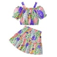 thumbnail image 3 of VNKIDY Girls Summer 2 Piece Outfits Sets Floral Print Strappy Tops With Ruffle Skirt Casual Playwear Toddler Kids Clothes Sets Elastic Waist Comfortable Daily Wear Comfort, 3 of 9