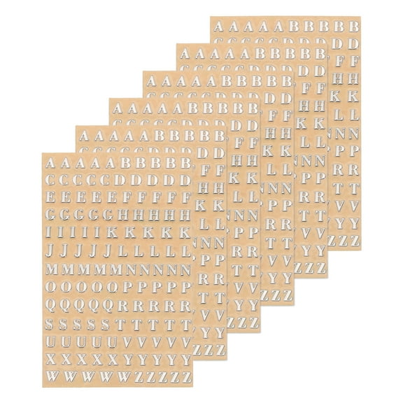 6 Sheets Letter Resin Stickers 3D A to Z Silver Mini Alphabet Sticker Metallic Alloy Uppercase for Resin Nail 3mm