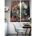 thumbnail image 4 of Butterfly Floral Sheer Curtains 63 Inch Length 2 Panels Set, Country Daisy Wildflower Brown Barn Door Voile Window Treatment Curtains Sheers Drapes for Bedroom/Living Room/Kitchen 52x"63"x2, 4 of 7