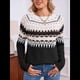 thumbnail image 4 of Suéter Vintage Informal para Mujer, Jersey de Punto con Mangas Raglán y Cuello Redondo, Top Cálido y Cómodo para Otoño. Negro M, 4 of 10