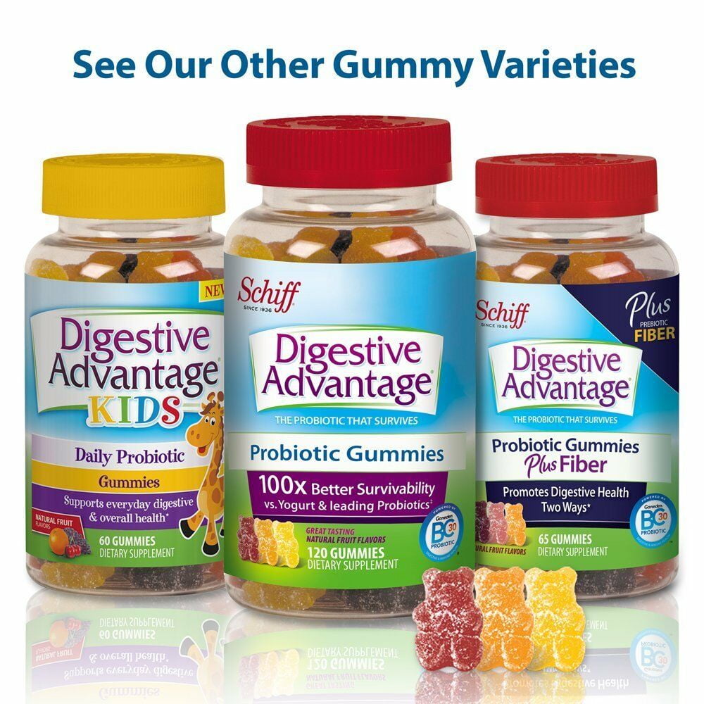 Digestive Advantage Kids Daily Probiotic Gummies - Survives Better than 50 Billion - 60 count (Pack of 3)