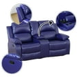 thumbnail image 3 of Drak Blue Leather Recliner Loveseat Luxurious Seating with Leather Finish, Ergonomic Design, and Adjustable Backrest, Small Spaces/RVs, Home Theaters, Houses, and Offices., 3 of 7