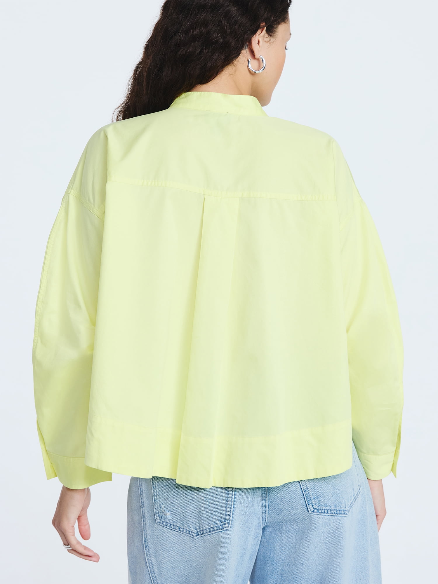 Scoop Women's and Women's Plus Cropped Oversized Button-Down Shirt, Sizes XS-4X