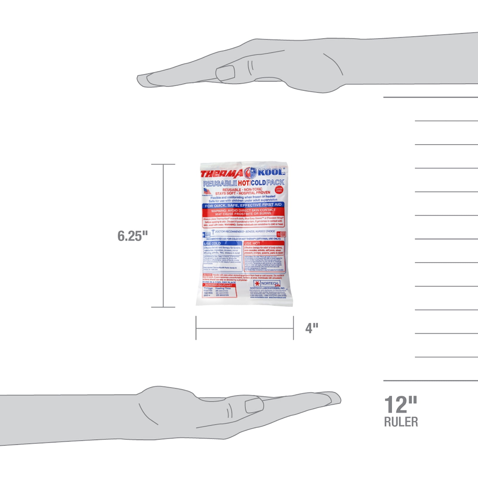 First Aid Only Reusable Hot/Cold Pack, 4" x 6", Pack of 12