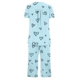 thumbnail image 3 of Jamicy Pyjama en Flanelle pour Femmes, Mode Décontractée, Ample, Imprimé, Col Rond, à Boutons, Ensemble de Pyjama Capri, Pyjama d'Halloween, 3 of 4