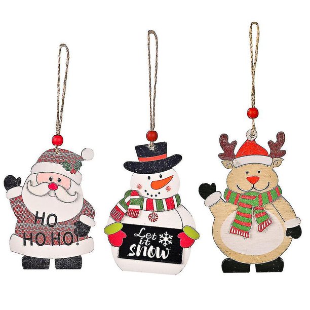 Colgante de madera de Navidad Decoraciones colgantes Árbol de Navidad Adornos de fiesta en casa.multicolor3pcs)
