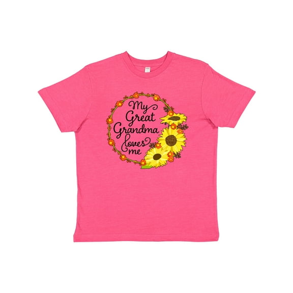 Inktastic My Great Grandma Loves Me with Sunflower Wreath Youth T-Shirt
