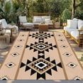 thumbnail image 3 of Fsddascl Brown Black Boho Outdoor Rug for Patio/Deck/Porch, Non-Slip Large Area Rug 6 x 9 Ft, Country Aztec Southwest Geometric Indoor Outdoor Rugs Washable Area Rugs, Reversible Camping Rug Carpet, 3 of 5