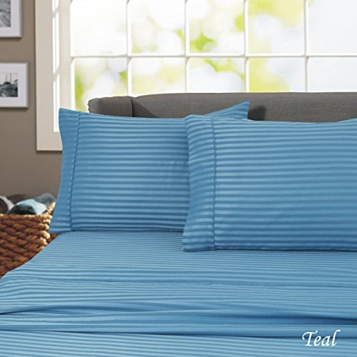 1000 TC EGYPTIAN COTTON ALL BEDDING ITEM AQUA SOLID STRIPED ALL SIZES 