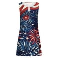 thumbnail image 3 of Save On 4Th of July Patriotic Dress for Women Elastic High Waist Sundress American Flag Printed Sun-Dress Scooped Neck Hollow Out Sleeveless Midi Dress Baggy Boho Dresses Holiday Party Clothes, 3 of 4