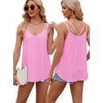 thumbnail image 3 of PULLIMORE Women's Tank Tops Eyelet Embroidery Sleeveless Camisole Scoop Neck Loose Casual Summer Clothes Flowy Shirts (L,Pink), 3 of 10