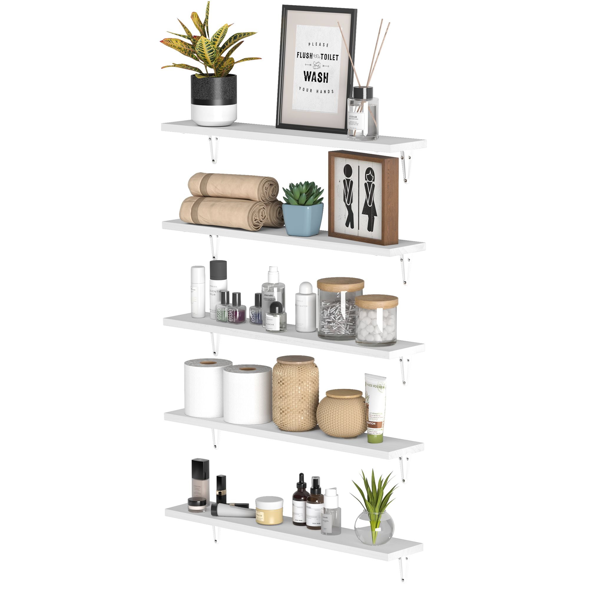 Wallniture Arras 24" Rustic Floating Shelves for Living Room Bookshelf