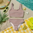 thumbnail image 6 of CCRFTGI Swimsuit for Kids Girls Size 6-7 2 Piece Set Swimming Bikini Set Beach Holiday Bathing Suit Summer Cute Striped Girls Clothes Swim Suit Kids Bikini Swimwear Brown 2-3 Years, 6 of 9
