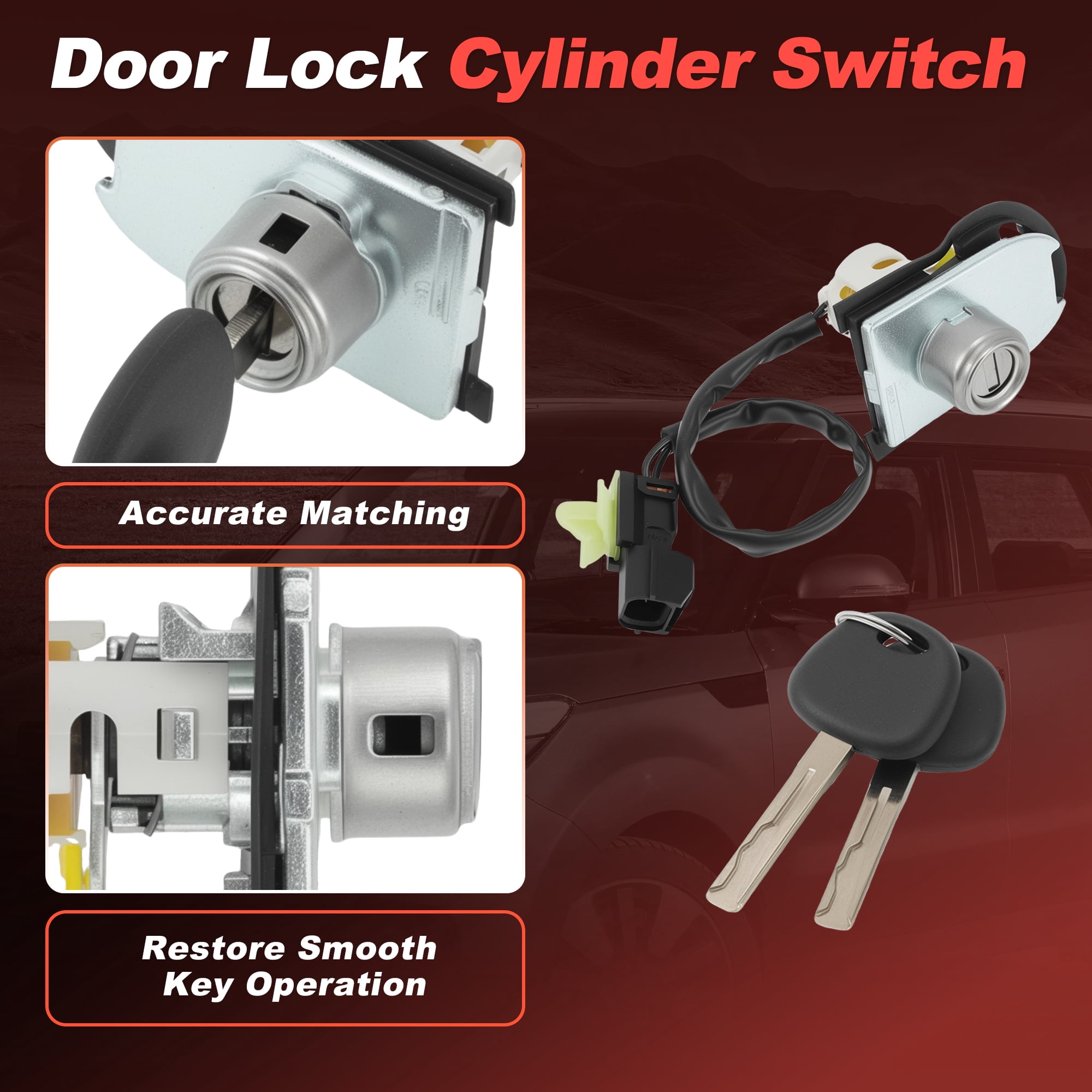 Unique Bargains Front Left Door Lock Cylinder Set with 2 Keys for Kia Sportage 2004-2010