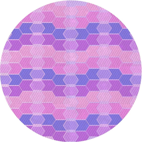 Ahgly Company Machine Washable Indoor Round Transitional Violet Purple Area Rugs, 3' Round