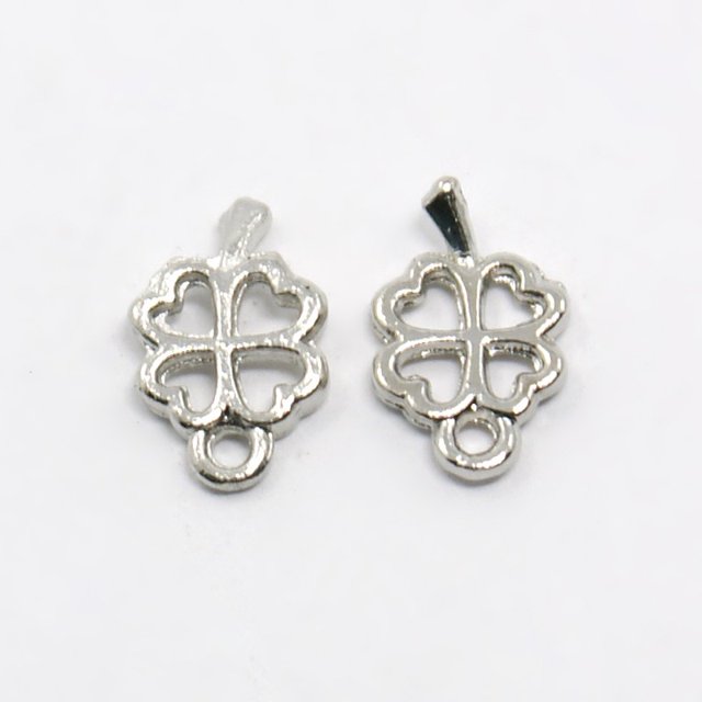 Tibetan Style Alloy Charms Cadmium Free & Lead Free Clover Platinum 10x6x1mm Hole: 1mm about 4600pcs/1000g