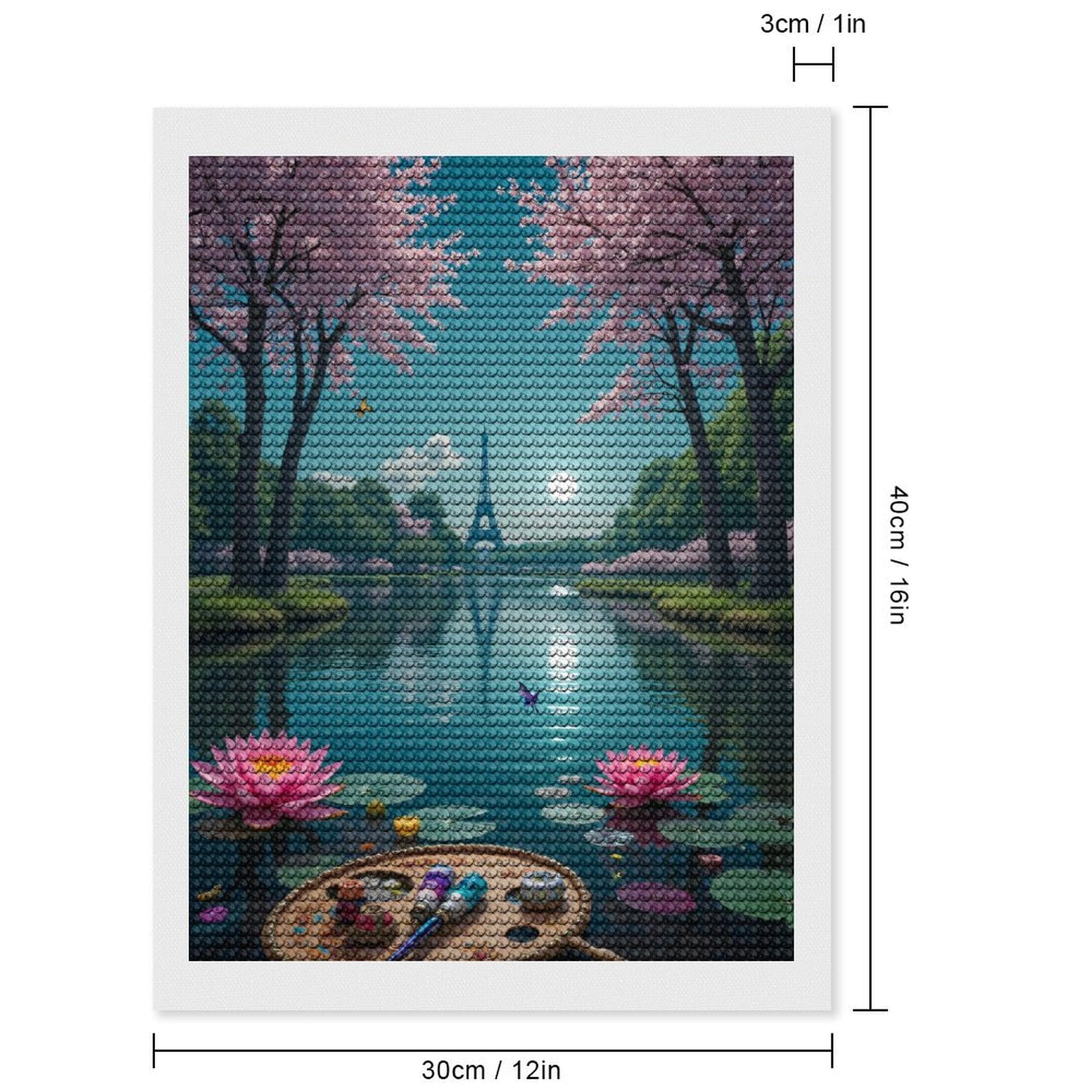 Diamond Art Kits for Adults, Parisian Spring Lake Reflection Artistry 5D Diamond Painting Kits for Adults Beginners, DIY Full Drill Diamond Painting, Gem Art and Crafts 12x16