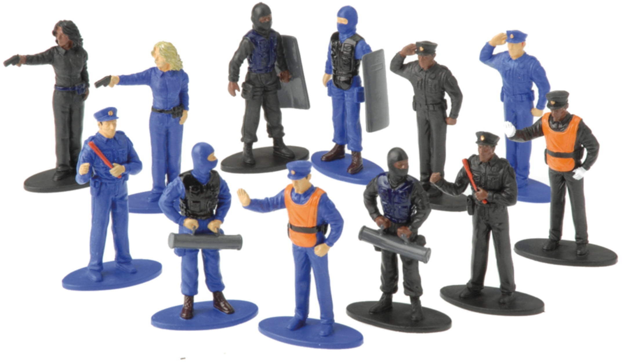 Police Officers SWAT People Miniatures Set Diorama Recreation 12 Pack Toys
