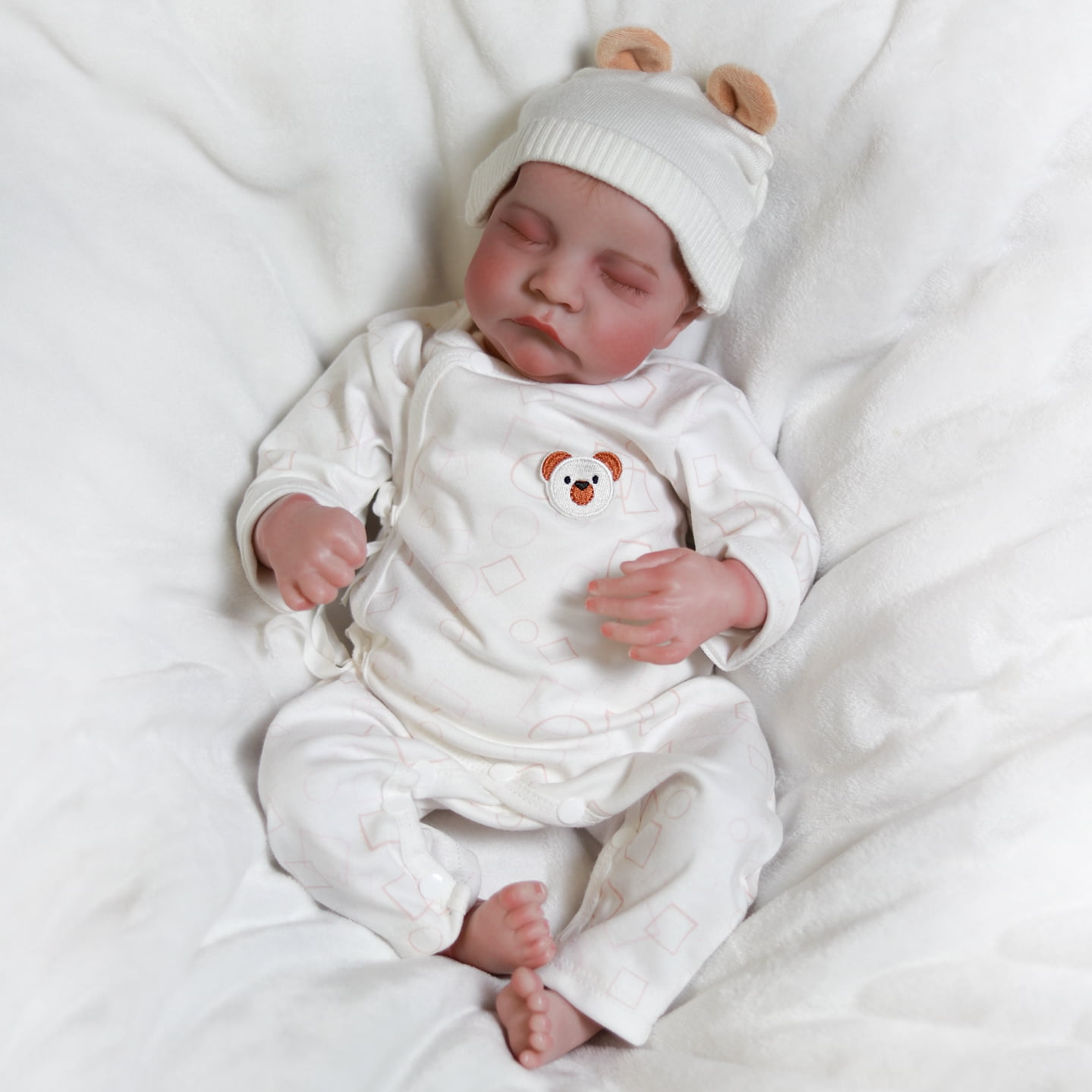 18 inch Lifelike Reborn Girl Doll Vinyl Realistic Newborn Sleeping Girl Soft Cloth Body Dolls Gift