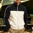 thumbnail image 2 of LEAVINGSUO Men's Zip-up Cardigan Sweatshirt Solid Color Long Sleeved Stand Up Collar Pocket Warm Jacket Black XS, 2 of 7