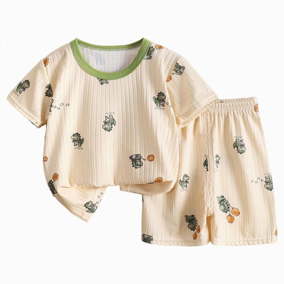 KPOPLK Summer Baby Toddler Girls Boys Unisex Lightweight Pjs Pajama Sleepwear 12m-5T Pajamas for Boys Fun Baseball Short Sleeves & Shorts 2-Piece PJs Set Kid Comfy Sleepwear Size 18-24 Months