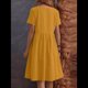 thumbnail image 4 of Vestido Camisero de y Algodón de Verano para Mujer, Informal, Holgado, con Cuello Redondo, Corta, Midi y Bolsillos Amarillo S, 4 of 7