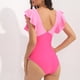 thumbnail image 5 of Traje de Baño de Ruffle de las Mujeres con Diseño Hueco de Bloqueo de Colores, Traje de Baño sin Espalda de Pieza Conservadora para la Playa, 5 of 7