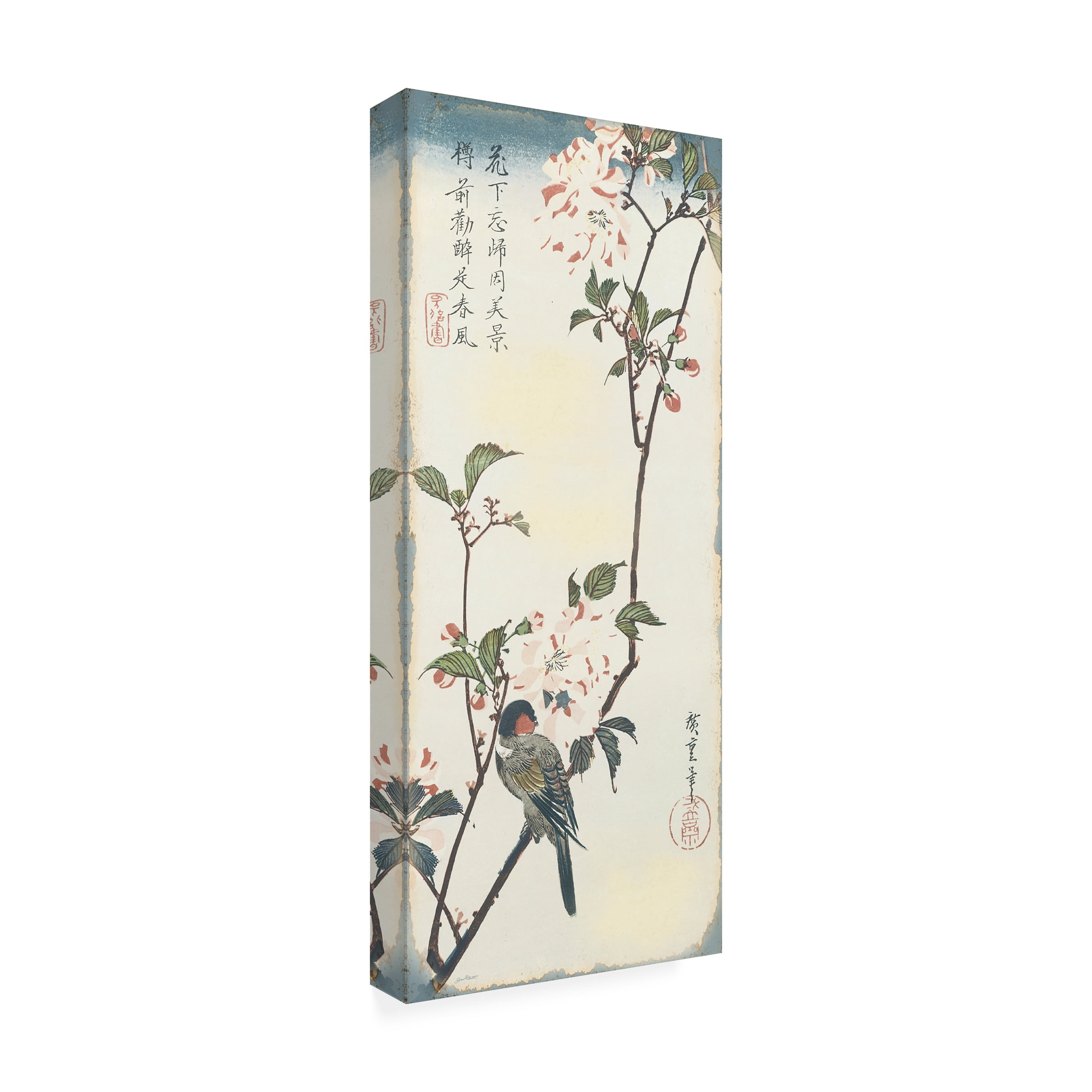 Canvas Wall Art - Jean Plout 'Vintage Asian Blossoms A' Wall Art for Living Room, Bedroom, or Office DÃ©cor by Trademark Fine Art - 20 x 47 Inches
