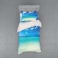 thumbnail image 2 of Tropical Duvet Cover Set, Paradise Ocean Dreamy Sea Vacation Serene Summer Exotic Relax Summer Picture, Bedding Set with Shams and Fitted Sheet, 3 Sizes, by Ambesonne, 2 of 3