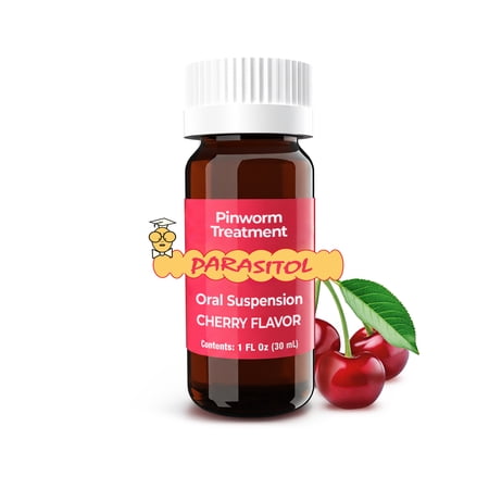 Parasitol Oral Suspension with Pyrantel Pamoate, Cherry Flavor, Liquid Formula for Ages 2+, 2 fl oz, (1 Pack)