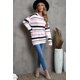 thumbnail image 4 of ABPHQTO Jersey De Mujer De Manga Larga Con Cuello Redondo A Rayas Rosa, 4 of 5