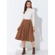 thumbnail image 3 of Allegra K Falda de gamuza sintética para mujer Faldas midi vintage plisadas de cintura alta marrón XS, 3 of 5