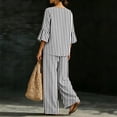 thumbnail image 5 of Aimik Womens 2 Piece Outfits V Neck Flare Sleeve Top and Wide Leg Long Pants Set with Pockets Fall Casual Lounge Outfit Sets, 5 of 6