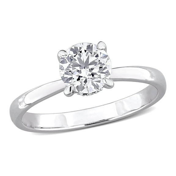 Created Forever Women's 1ct TW Lab Grown Diamond 14k White Gold Solitaire Engagement Ring