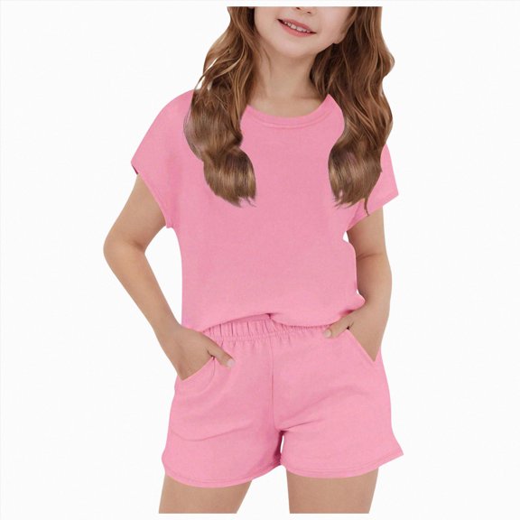 UAYOTSE 1T 2T 3T 4T 5T 6T Toddler Baby Girl Summer Clothes Set Short Sleeve T-shirt Tops Floral Bottom Pants Little Kids Outfits 2Pcs,Sizes 5-6 Years
