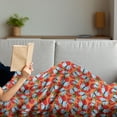 thumbnail image 3 of Tangerine Soft Flannel Fleece Throw Blanket, Abstract Pattern with Sliced and Whole Citrus Fruit with Butterflies, Cozy Plush for Indoor and Outdoor Use, 60" x 80", Multicolor, by Ambesonne, 3 of 5