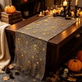 thumbnail image 4 of Extra Long Halloween Table Runner, Black Sheer Table Runner with Gold Print, Gothic Spider Web Table Decor for Halloween Party, Dining Table, Mantel, and Home Display, 4 of 6